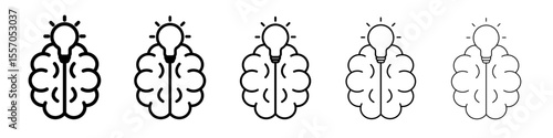 Brain idea icon vector outline symbol or illustration
