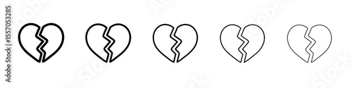 broken heart icon vector outline symbol or illustration