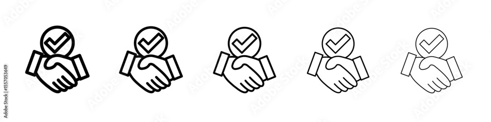 Fototapeta premium Business agreement handshake icon vector outline symbol or illustration