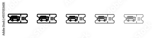 Bus Ticket icon vector outline symbol or illustration