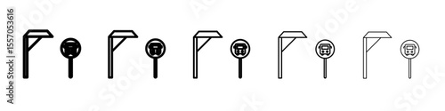 Bus stop stand icon vector outline symbol or illustration