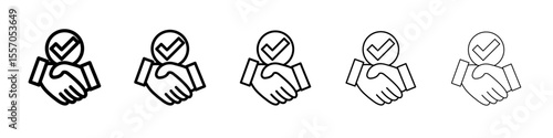 Business agreement handshake icon vector outline symbol or illustration