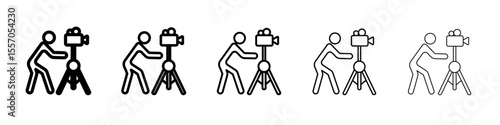 Cameraman icon vector outline symbol or illustration