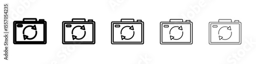 camera rotate icon vector outline symbol or illustration
