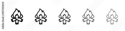 Campfire icon vector outline symbol or illustration
