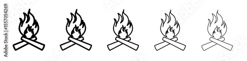 Campfire icon vector outline symbol or illustration