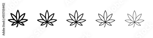 Cannabis leafs icon vector outline symbol or illustration