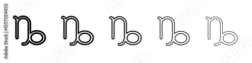 Capricorn zodiac sign icon vector outline symbol or illustration