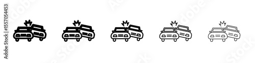car Accident icon vector outline symbol or illustration
