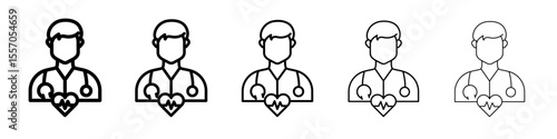Cardiologist icon vector outline symbol or illustration
