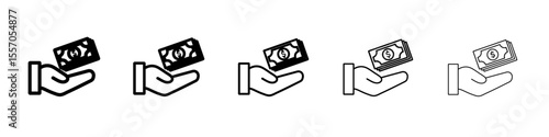 Cash bonus icon vector outline symbol or illustration