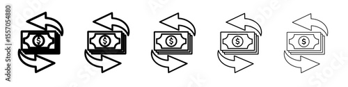 Cash flow icon vector outline symbol or illustration