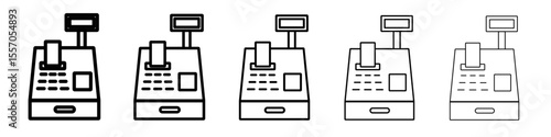 Cash register icon vector outline symbol or illustration