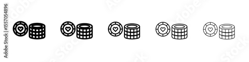 Casino chips icon vector outline symbol or illustration