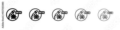CBD oil drop icon vector outline symbol or illustration