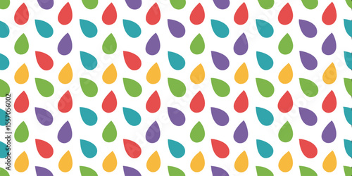 Playful Raindrop Pattern: A vibrant, repeating pattern of colorful raindrops in a fun and appealing style, perfect for adding a touch of cheer and positivity to any design project.