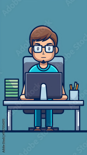 man working on computer