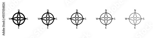 compass icon vector outline symbol or illustration