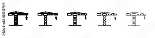 Construction crane icon vector outline symbol or illustration