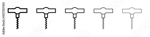 Corkscrew opener icon vector outline symbol or illustration