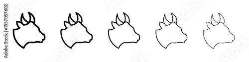 Cow head icon vector outline symbol or illustration