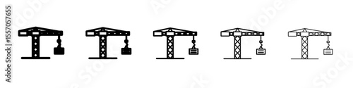 crane icon vector outline symbol or illustration