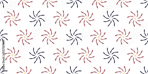 Geometric Floral Pattern: A vibrant and modern pattern of stylized floral bursts. Each element radiates energy and movement, creating a dynamic and eye-catching design.