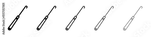 Crochet needle icon vector outline symbol or illustration