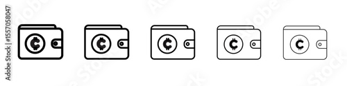 Cryptocurrency icon vector outline symbol or illustration