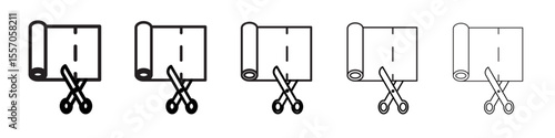 Cut roll of fabric icon vector outline symbol or illustration
