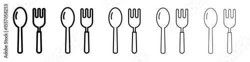 Cutlery icon vector outline symbol or illustration
