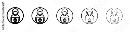 Cyber crime icon vector outline symbol or illustration