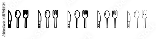 Cutlery icon vector outline symbol or illustration