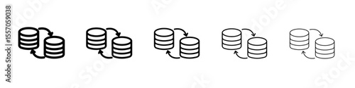 Data synchronization icon vector outline symbol or illustration