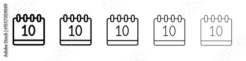date 10 icon vector outline symbol or illustration