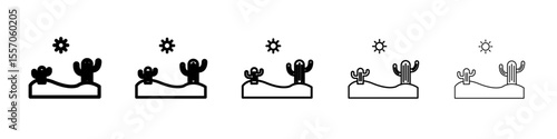Desert cactus icon vector outline symbol or illustration