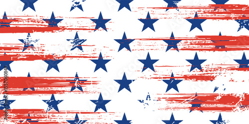 Grunge pattern with stars. Horizontal black and white backdrop. vector background