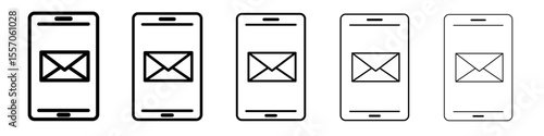 digital mail icon vector outline symbol or illustration