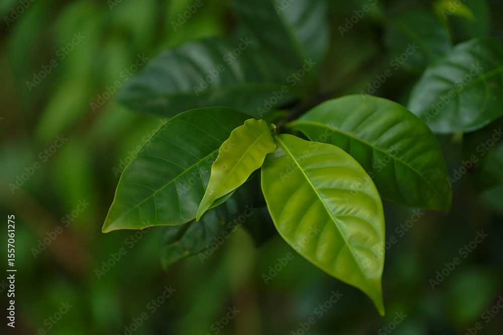Vibrant green leaves with delicate veins and new growth foliage plant Vibrant green leaves with delicate veins and new growth foliage plant