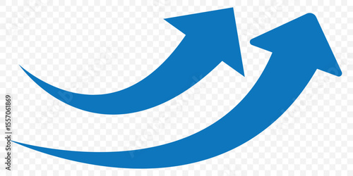 Blue wavy curved Long arrow icon. long line arrow vector. flat style Arrow symbol. arrow on a Transparent background EPS 10.