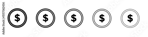 Dollar icon vector outline symbol or illustration