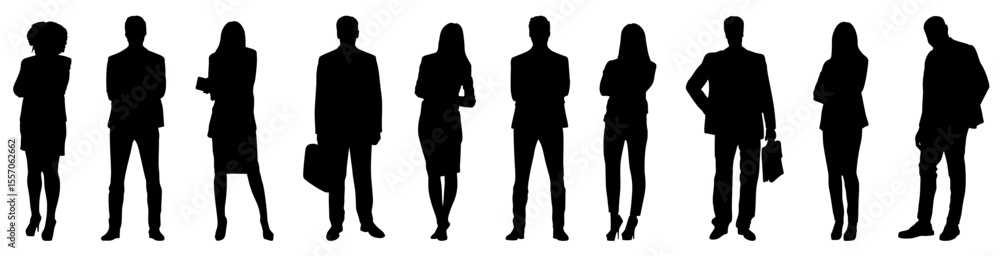 Set of business people silhouette, man and woman team, isolated on white background Set of business people silhouette, man and woman team, isolated on white background