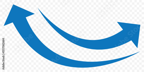 Set of long blue curve arrow icon vector . blue curve arrow icon set. long arrow icon set. curve arrow vector illustration. Curved or arch arrow icon isolated on Transparent Background. EPS 10.