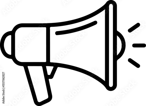 Simple outline icon of a megaphone with sound waves emanating from the bell