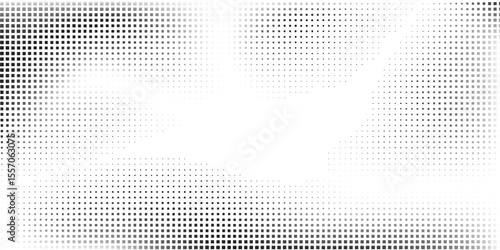 Abstract rectangkle mesh halftone gradient texture. Vanishing polka dot simple abstract modern art