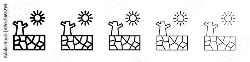 Drought icon vector outline symbol or illustration