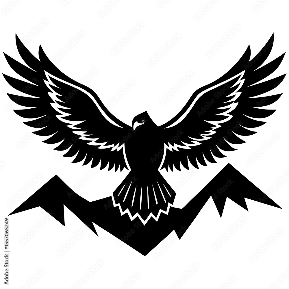 Obraz premium eagle with wings silhouette on white background