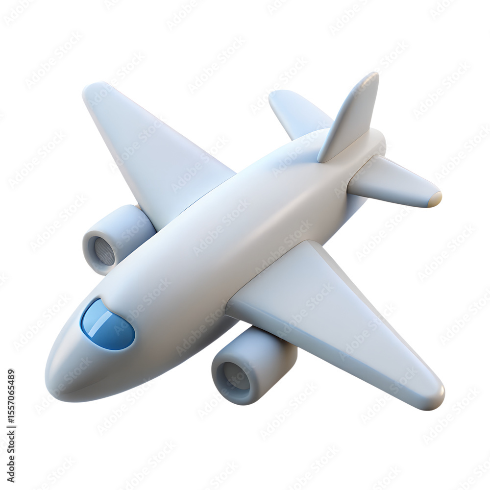 Naklejka premium White Plane Aircraft Icon 3D Rendering Isolated