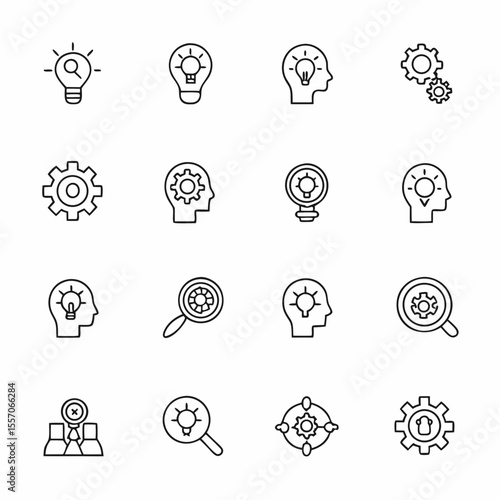 critical thinking and analysis icons              