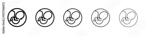 Embryo Child icon vector outline symbol or illustration